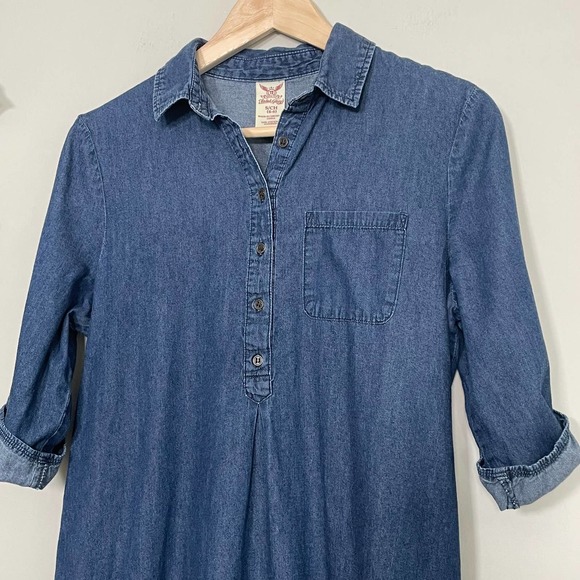 👗 Faded Glory Denim Shirt Dress - Size Small (4-6) - 100% Cotton - Picture 3 of 5